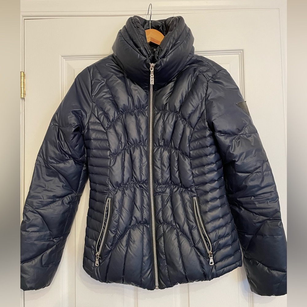 EUC- Guess Navy blue quilted puffer, XS